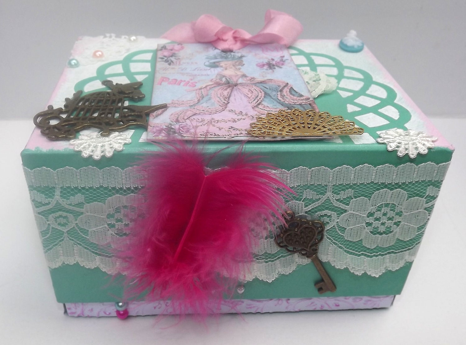 Vintage French Marie Antoinette jewellery box, keepsake box, trinket box