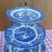 Gorgeous 3 Tier Vintage Cake Stand. Blue & White Old Willow China