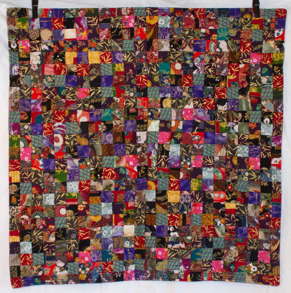 SPECIAL SALE: No. 27, Postage Stamp Quilt, Asian Cloisonne, 576 Pieces,