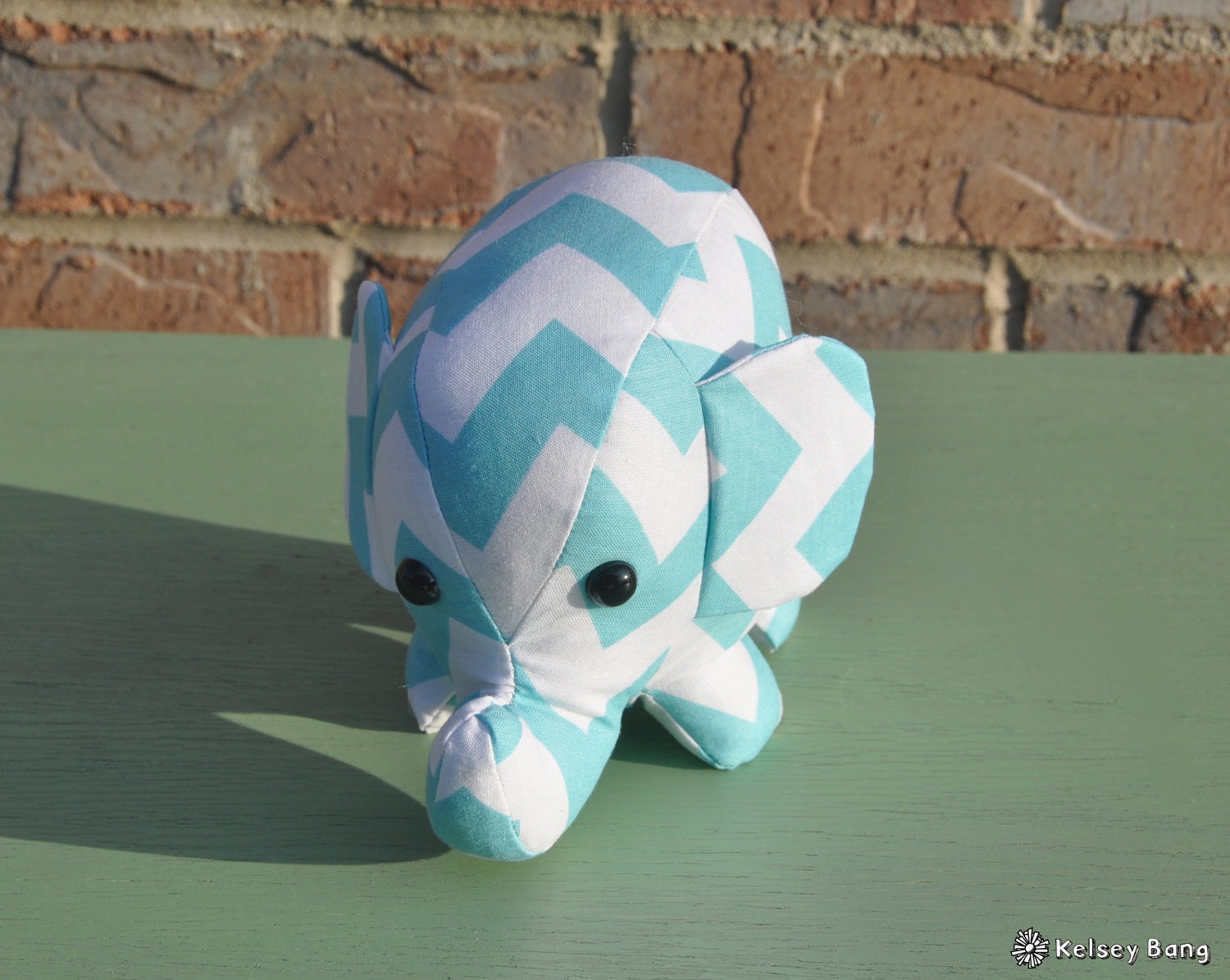 elephant stuffed animal - blue and white chevron
