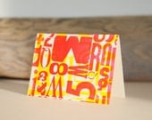 Pink/Red & Yellow Type Collage - Letterpress Greeting Card