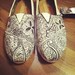 Custom hand-Painted Toms in Black on Tan Canvas
