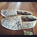 Custom hand-Painted Toms in Black on Tan Canvas