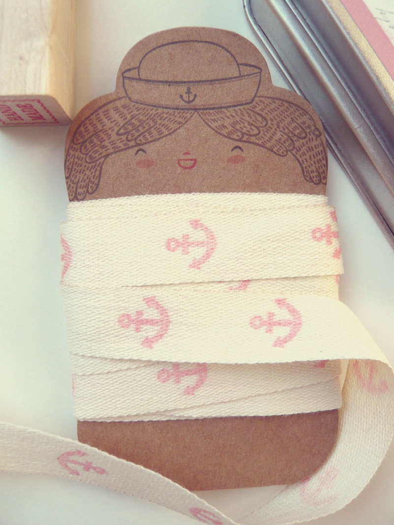 Ribbon - Hand Stamped - Fabric Ribbon - Hand Stamped Ribbon 
