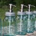Reserved listing for Lindsay - Blue Mason Jar Soap Dispenser with Bronze Metal Pump - Quart Jar Lotion Bottle - Ball Perfect Mason