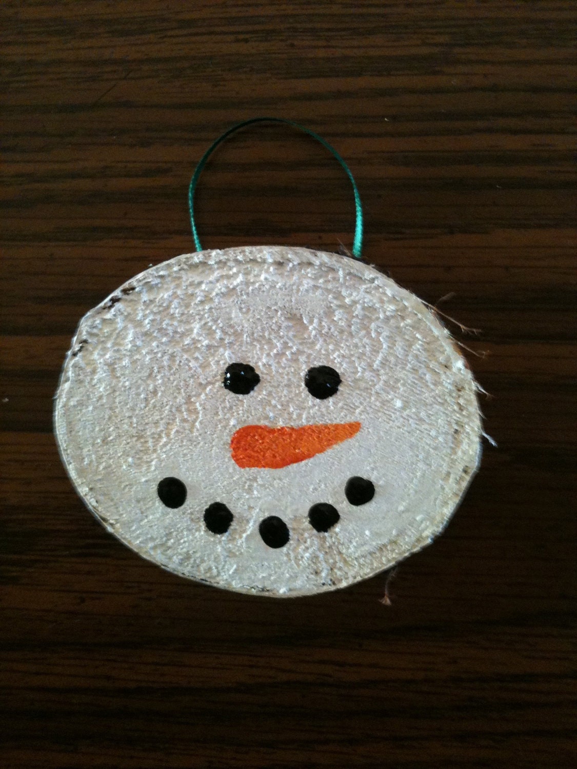 Country Rustic Snowman Ornament  (Wooden - Cut Log)