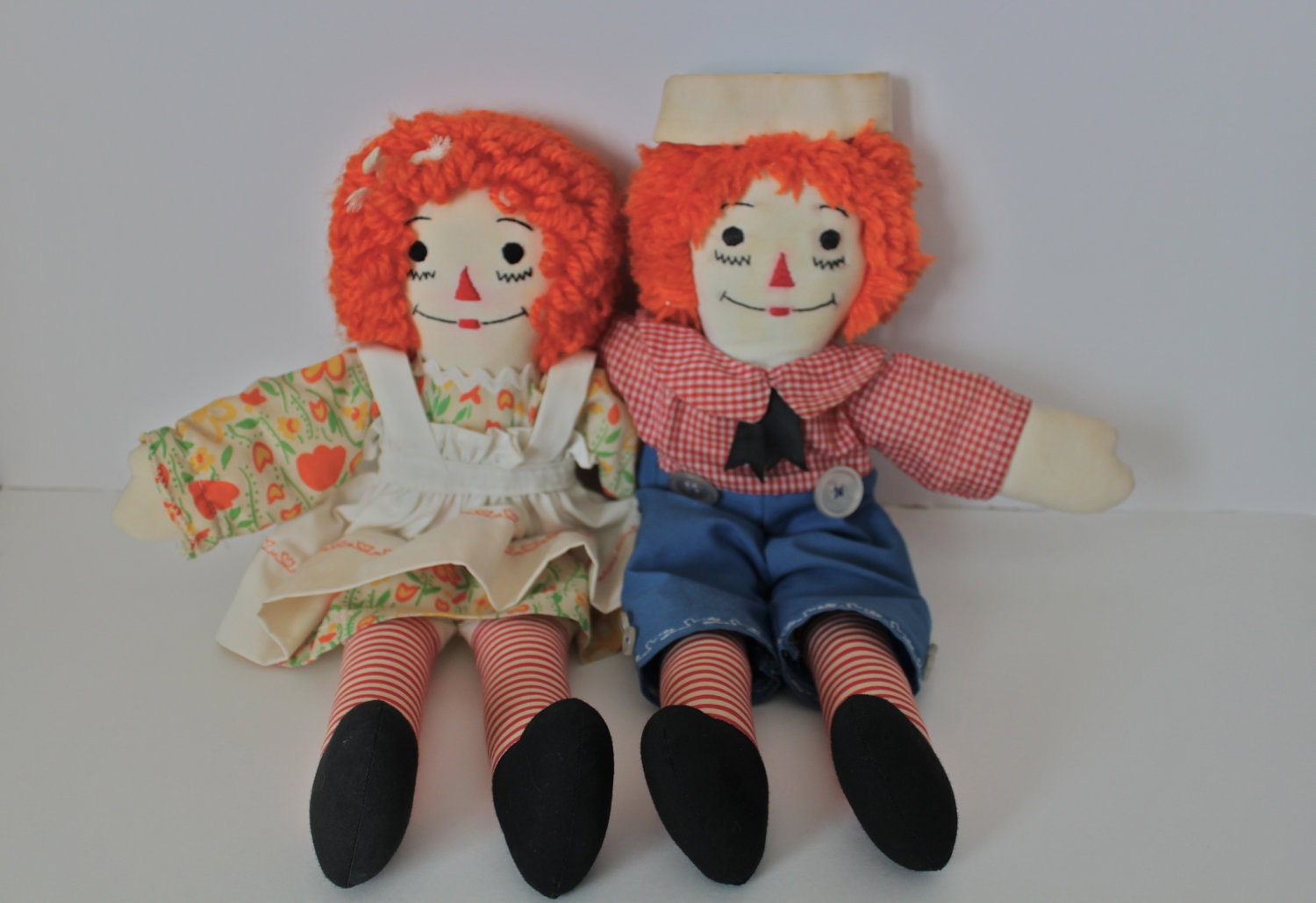 Vintage 70s Raggedy Ann and Raggedy Andy Doll Set