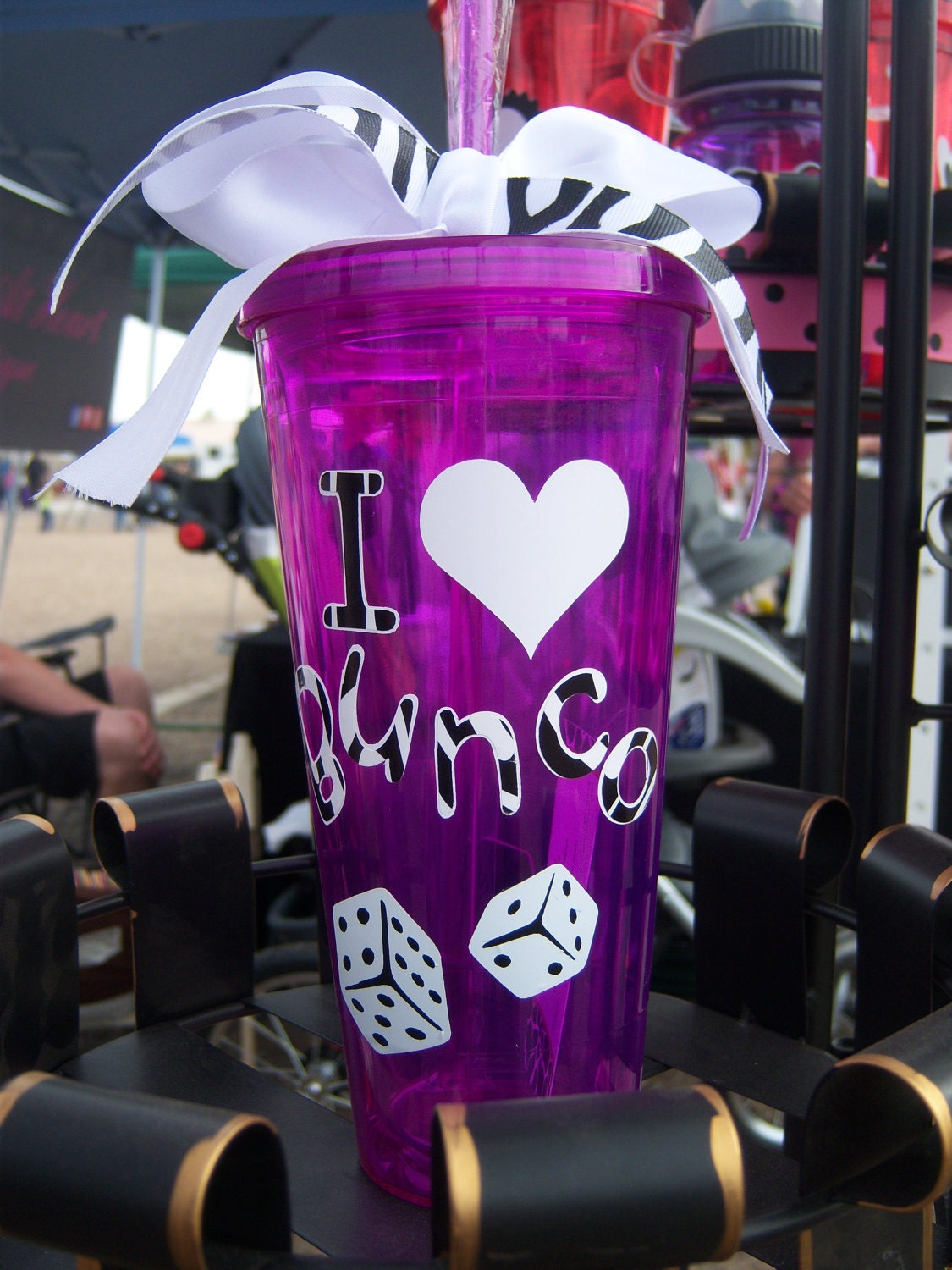 Customized I Love Bunco Acrylic Cup w/straw