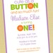 Cute as a BUTTON Printable Birthday Invitation, Cute as a Button Personalized Birthday Invite, Pink and Orange Button Invite