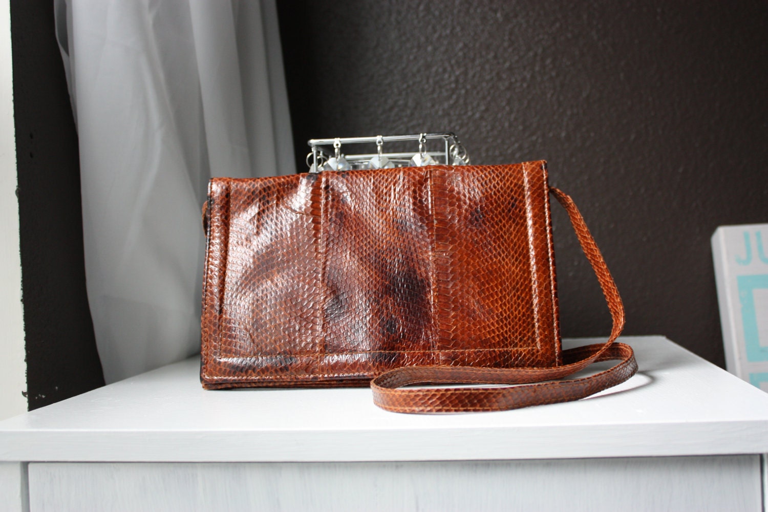 Fabulous Vintage Snakeskin Clutch or Handbag, Delicate and Unique
