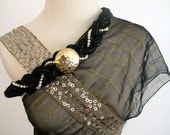 1980s Glam Belt Black, Pearl, Gold, and Silver