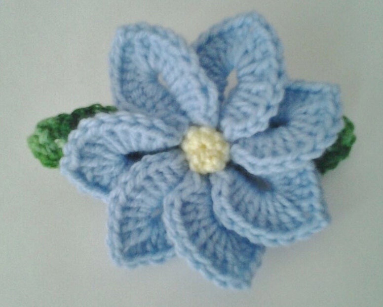 Crochet Light Blue Flower Brooch/ Corsage - mamabecca73- Etsy