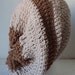 Striped Crochet Slouchy Beret/Hat - Adult Size Large - Chocolate Almond Color