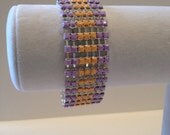 LAST ONE // The Tori Bracelet, Peach and Lavender Painted Rhinestone Bracelet Inspired by Tom Binns