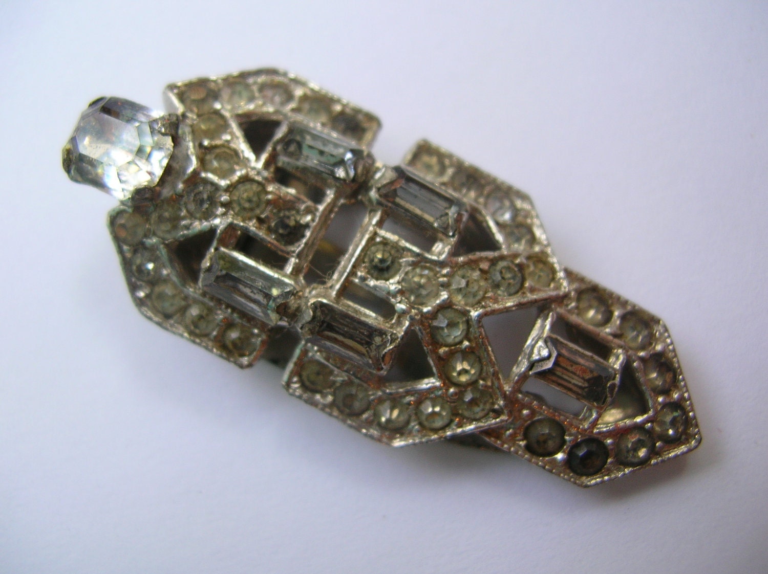 Vintage art deco rhinestone dress ,shoe,scarf clip