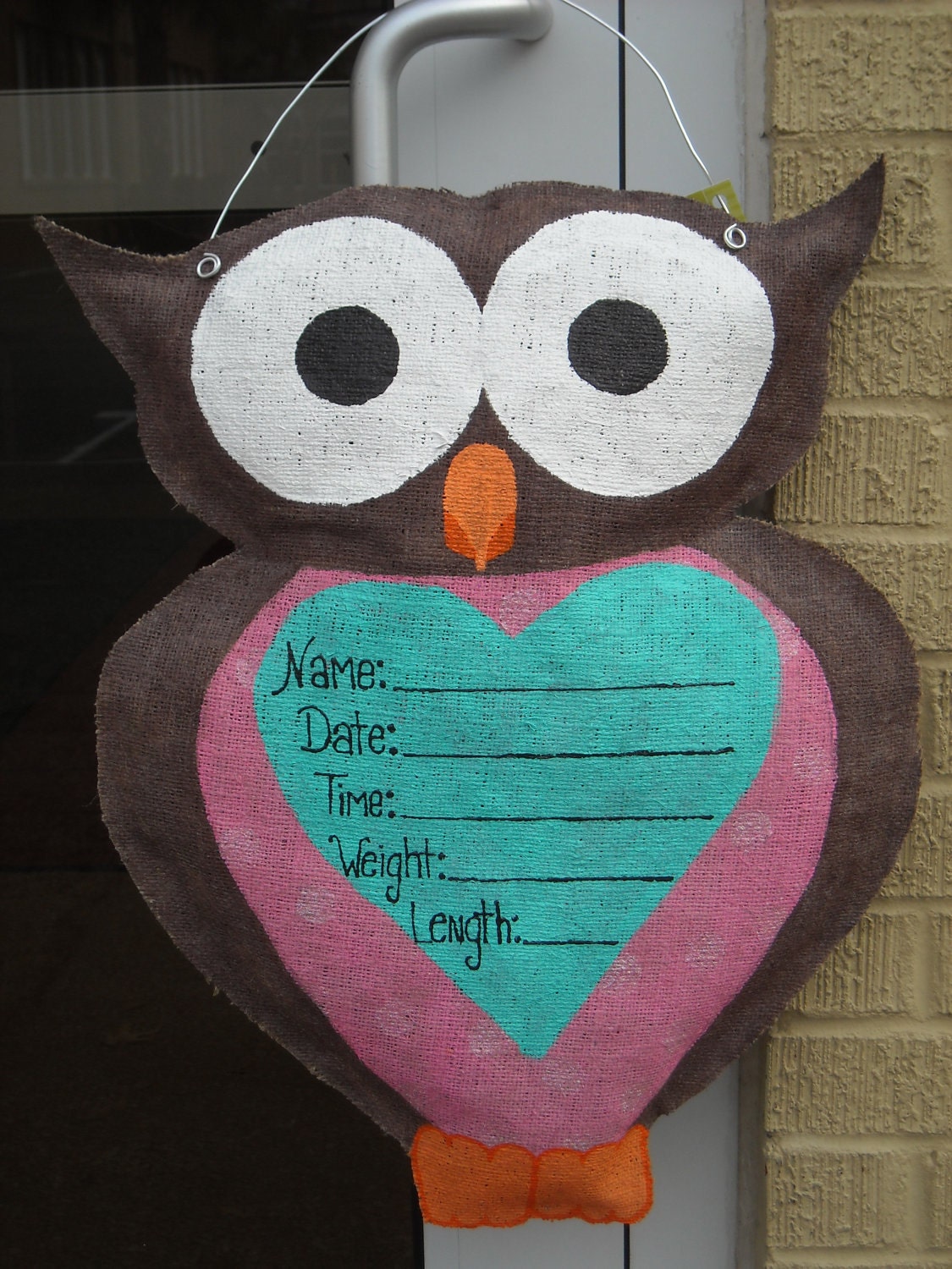 Burlap Owl Birth Announcement