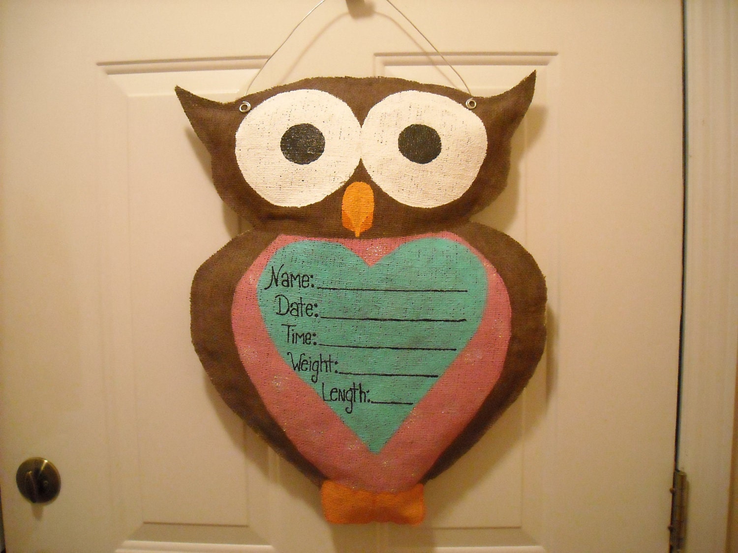 Burlap Owl Birth Announcement