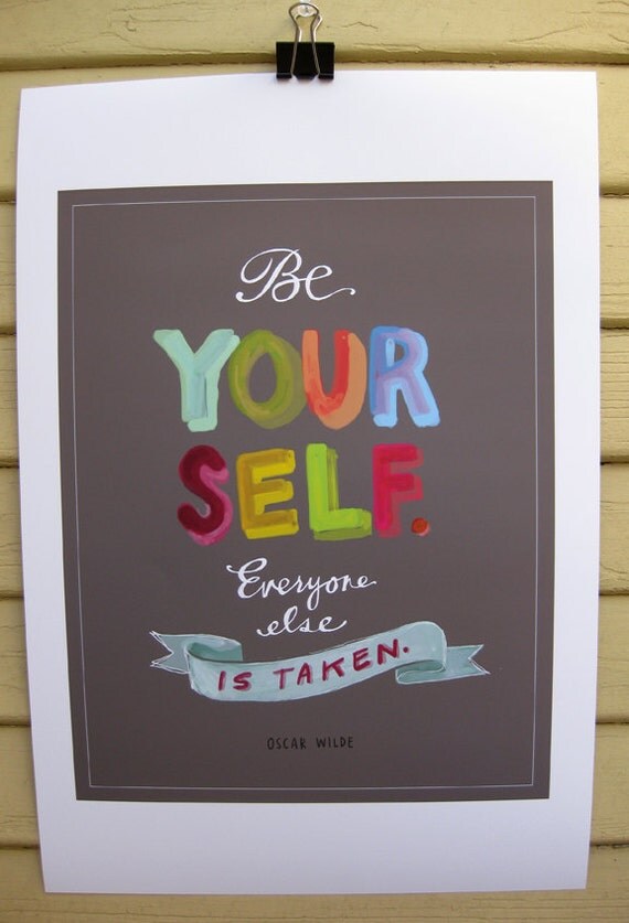 Oscar Wilde "Be Yourself" Inspirational Quote, 11x14 Print