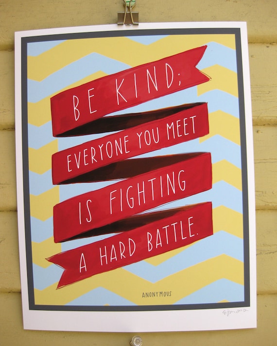 Be Kind Inspirational Quote Print: 8"x10" Wall Art Hand-Lettered Typography