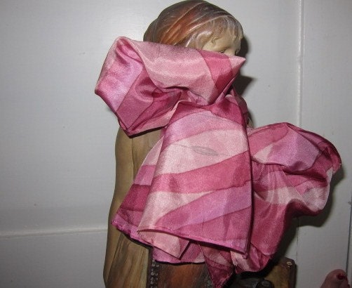 Pink silk scarf handcrafted