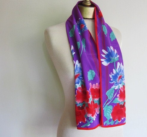 Vintage Vera long scarf bright and vivid