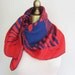 Pierre Cardin French silk scarf red and navy 1970s