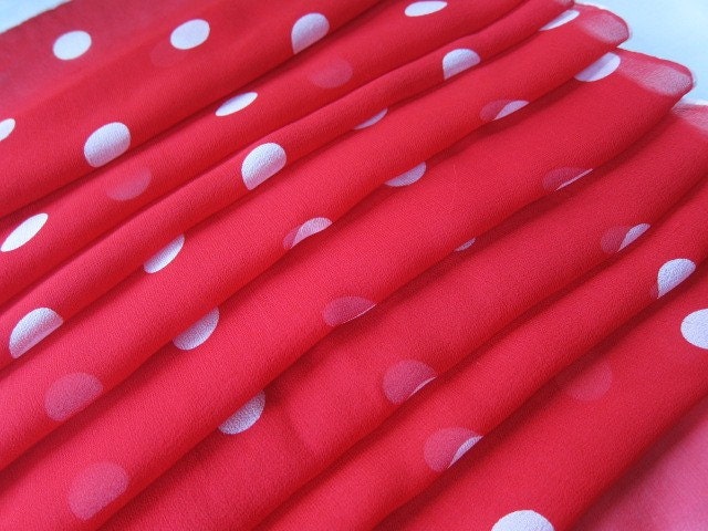 Red and white polka dot vintage scarf 1950s 60s