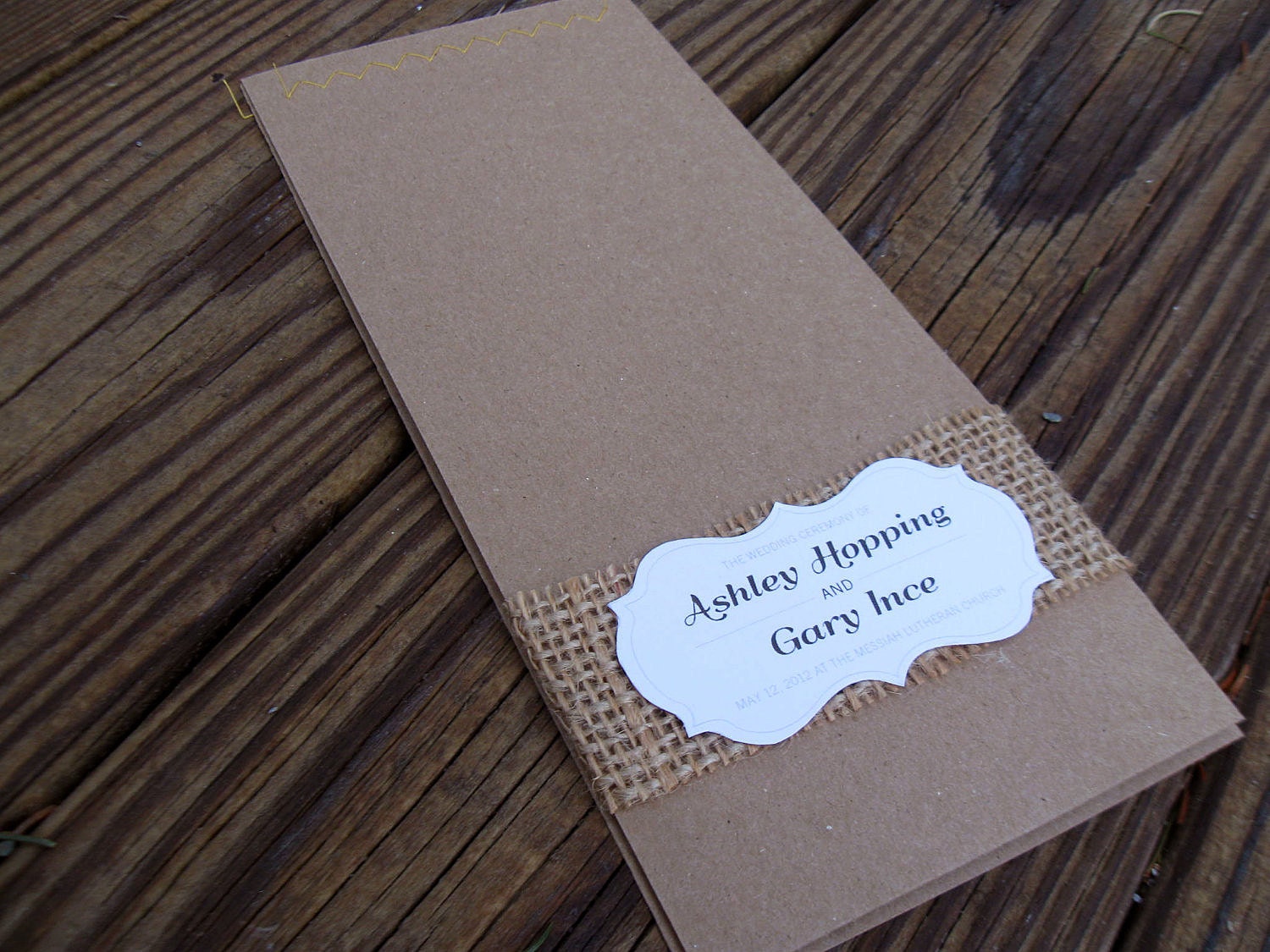 Burlap Wedding Programs