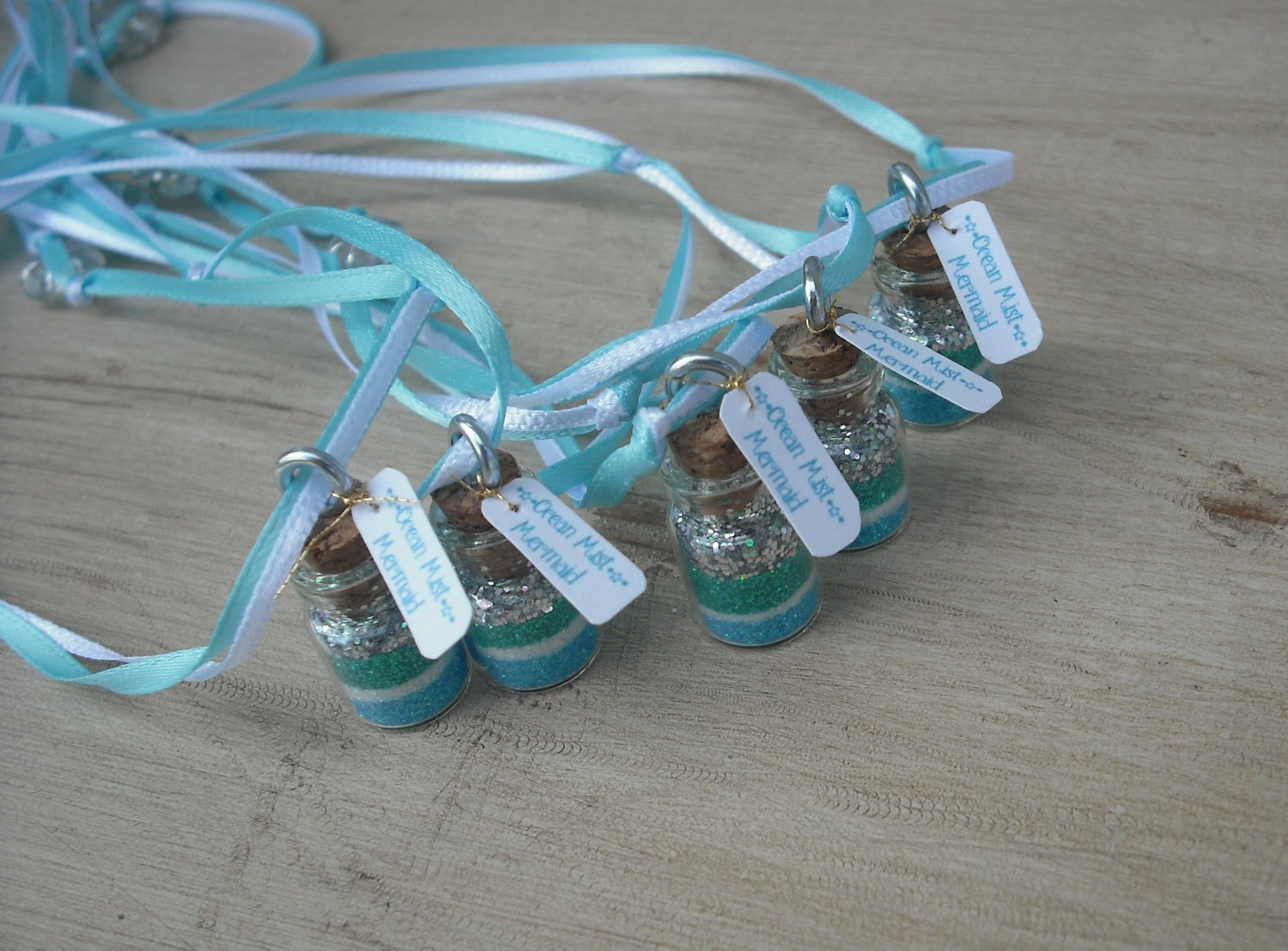 Mermaid 5 Necklaces, Fairy Tale, Mermaid dust, Tiny, Mermaid Party Favors