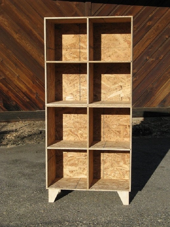 modular osb bookshelf cubby storage two tall unfinished