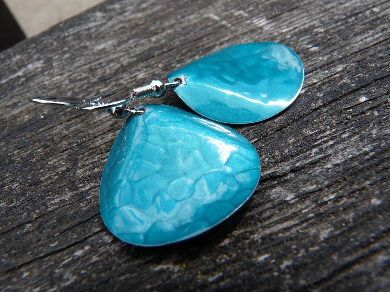 Reclaimed Teal Textured Metal Earrings
