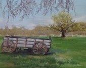 Farming Wagon Pastel Landscape