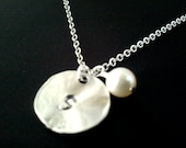 PERSONALIZED INITIAL Silver Disc charm Necklace, initial pendant, wedding jewelry, bridesmaid gifts, bridal gift.