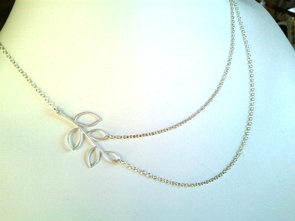 Lovely Branch Double Strand Necklace , charm, pendant, lariat, wedding, necklace,bridesmaid gifts,Wedding jewelry, strand,  silver or gold