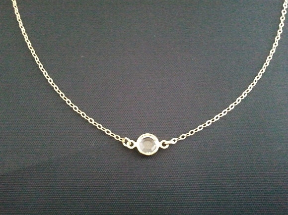 Swarovski clear crystal charm, Necklace, crystal pendant,Gemstone, wedding, necklace, 14k gold filled necklace (SILVER AVAILABLE), Necklace