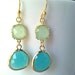 Mint Blue Gold Drop Earrings - Dangle Earrings,Gemstone, bridesmaid gifts,Wedding Earrings,mother's day gift