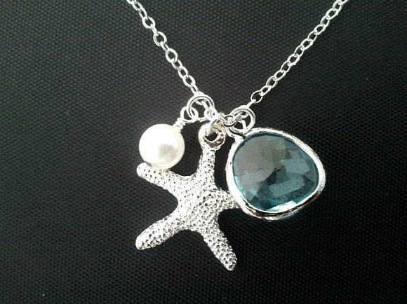 Starfish Pendant, Necklace, starfish charm, lariat, wedding jewelry , necklace,