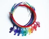 Boho Jewelry, Music Jewelry, Colorful Treble Clef necklace, music note necklace, musical necklace, statement necklace, rainbow colors