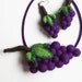 OOAK Felt Grape Necklace, Statement Necklace, Wine Jewelry, Fruit Jewelry, Fun Jewelry, Colorful Jewelry, Unique Jewelry, Violet, Green