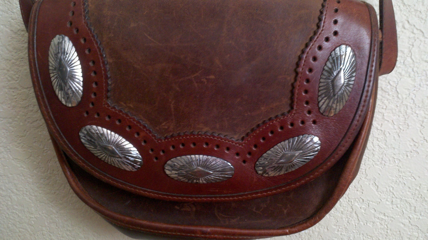 Vintage Purse / Shoulder Bag / Leather / Brown / Western /by Brighton