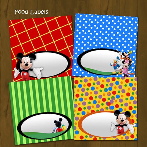 Mickey Mouse Clubhouse Printable Food Labels - Mickey Clubhouse Food Labels (Tent Cards) - INSTANT DOWNLOAD