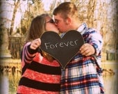 Ready to Ship Large Chalkboard Heart Sign. (2 sided) red and black ..  Engagement, Wedding, Table Sign, Photo Booth Prop, Save the Date
