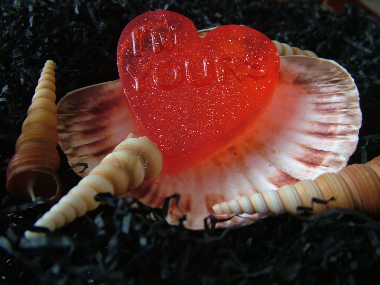 Strawberry Glitter Love Heart Soap