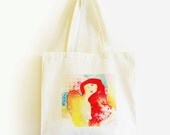 Custom Tote Bag Cotton White REDHEAD WOMAN