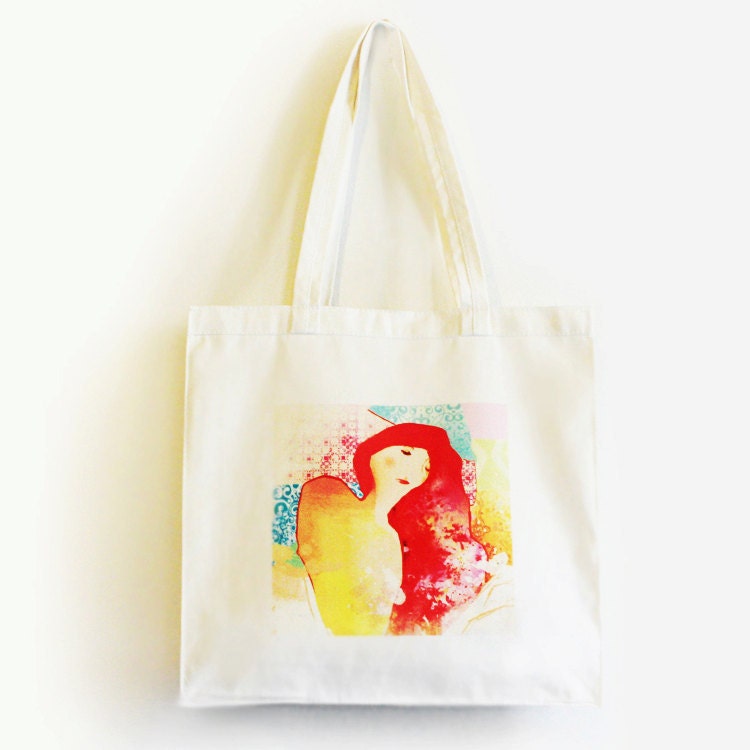Custom Tote Bag Cotton White REDHEAD WOMAN
