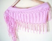 Pink Pashmina Scarf with Lace, Women Accessory