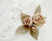 Silk caramel floral pin brooch