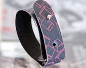 ON SALE: Leather Wrist Band - Printed Leather Bracelet - Leather Wrist Cuff