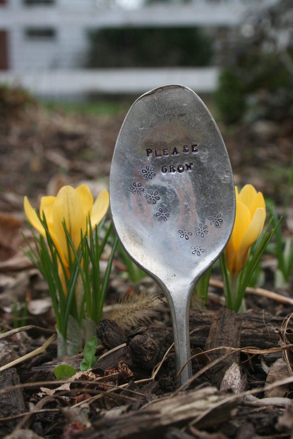 Vintage Spoon Garden Marker Please Grow