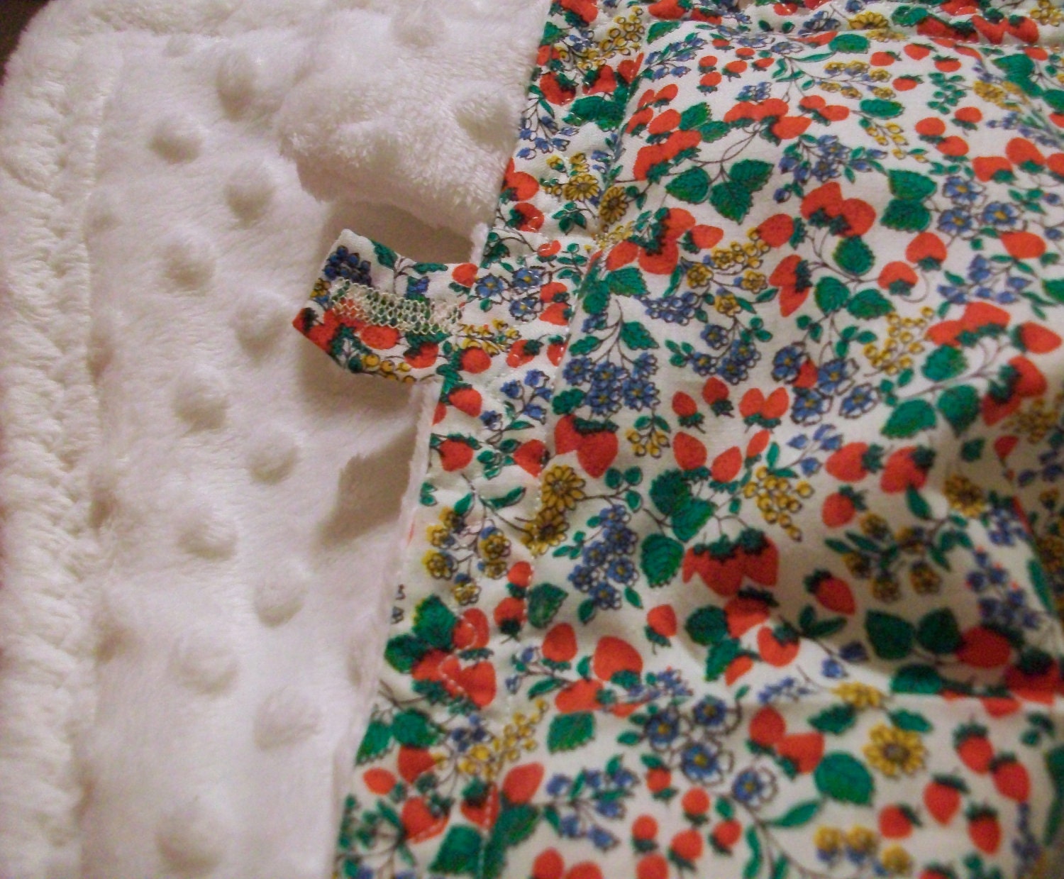 Tag snuggle blanket- Strawberry Vines
